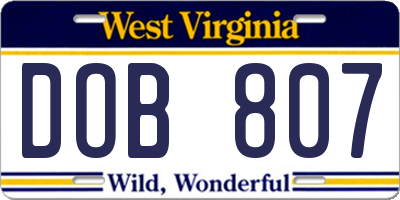 WV license plate DOB807