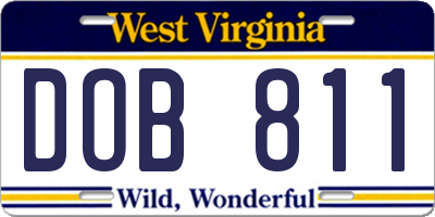 WV license plate DOB811