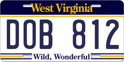 WV license plate DOB812