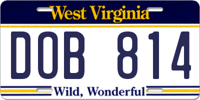 WV license plate DOB814