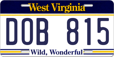 WV license plate DOB815