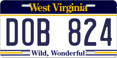 WV license plate DOB824