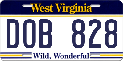 WV license plate DOB828