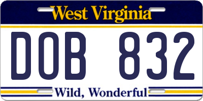 WV license plate DOB832