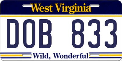 WV license plate DOB833