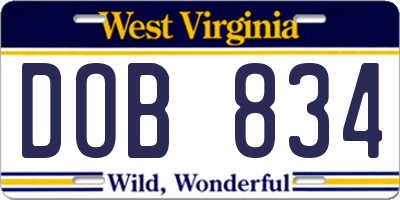 WV license plate DOB834