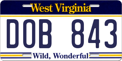 WV license plate DOB843
