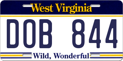 WV license plate DOB844