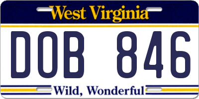 WV license plate DOB846