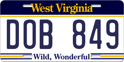 WV license plate DOB849