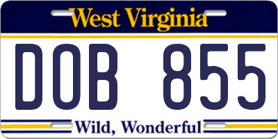 WV license plate DOB855