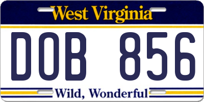 WV license plate DOB856