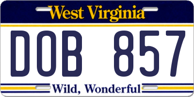 WV license plate DOB857