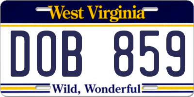 WV license plate DOB859