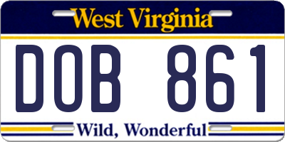 WV license plate DOB861