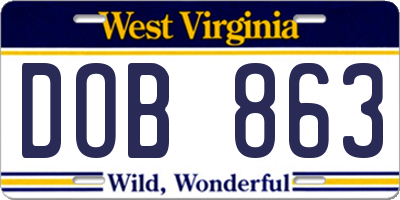 WV license plate DOB863