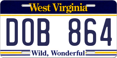 WV license plate DOB864