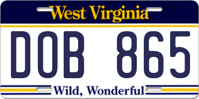 WV license plate DOB865