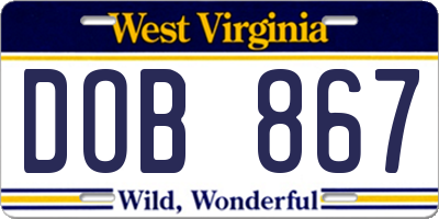 WV license plate DOB867