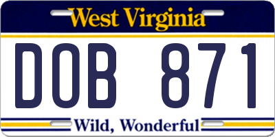 WV license plate DOB871