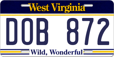 WV license plate DOB872