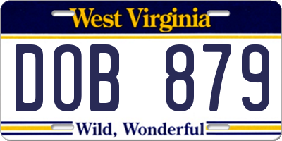 WV license plate DOB879