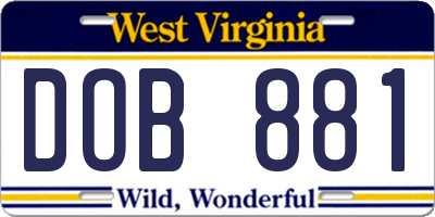 WV license plate DOB881