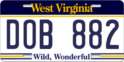 WV license plate DOB882