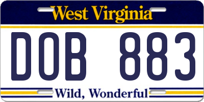 WV license plate DOB883