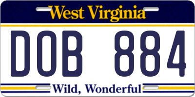 WV license plate DOB884
