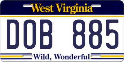 WV license plate DOB885