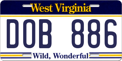 WV license plate DOB886
