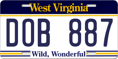 WV license plate DOB887