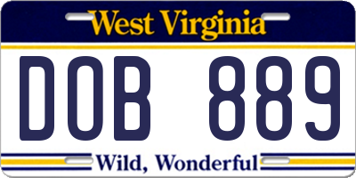 WV license plate DOB889