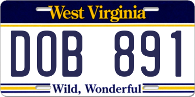 WV license plate DOB891
