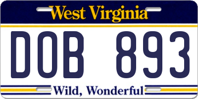 WV license plate DOB893