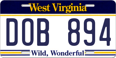 WV license plate DOB894