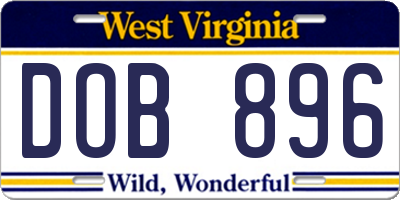 WV license plate DOB896