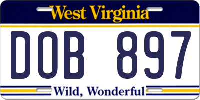 WV license plate DOB897