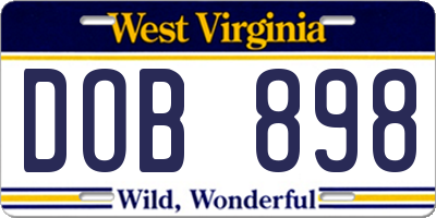 WV license plate DOB898