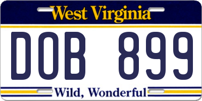 WV license plate DOB899
