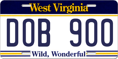 WV license plate DOB900