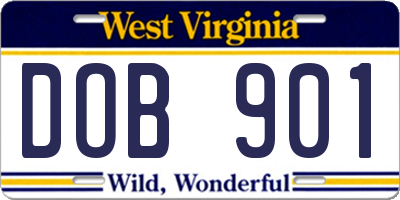 WV license plate DOB901