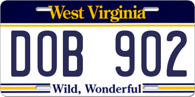 WV license plate DOB902