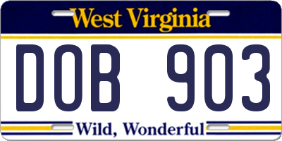 WV license plate DOB903