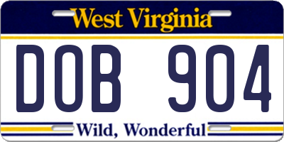 WV license plate DOB904