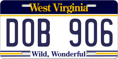 WV license plate DOB906