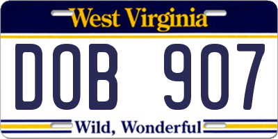 WV license plate DOB907