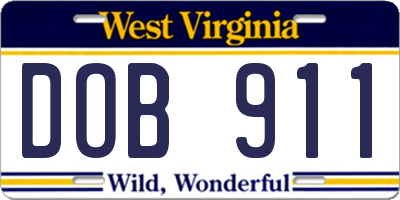 WV license plate DOB911