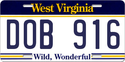 WV license plate DOB916